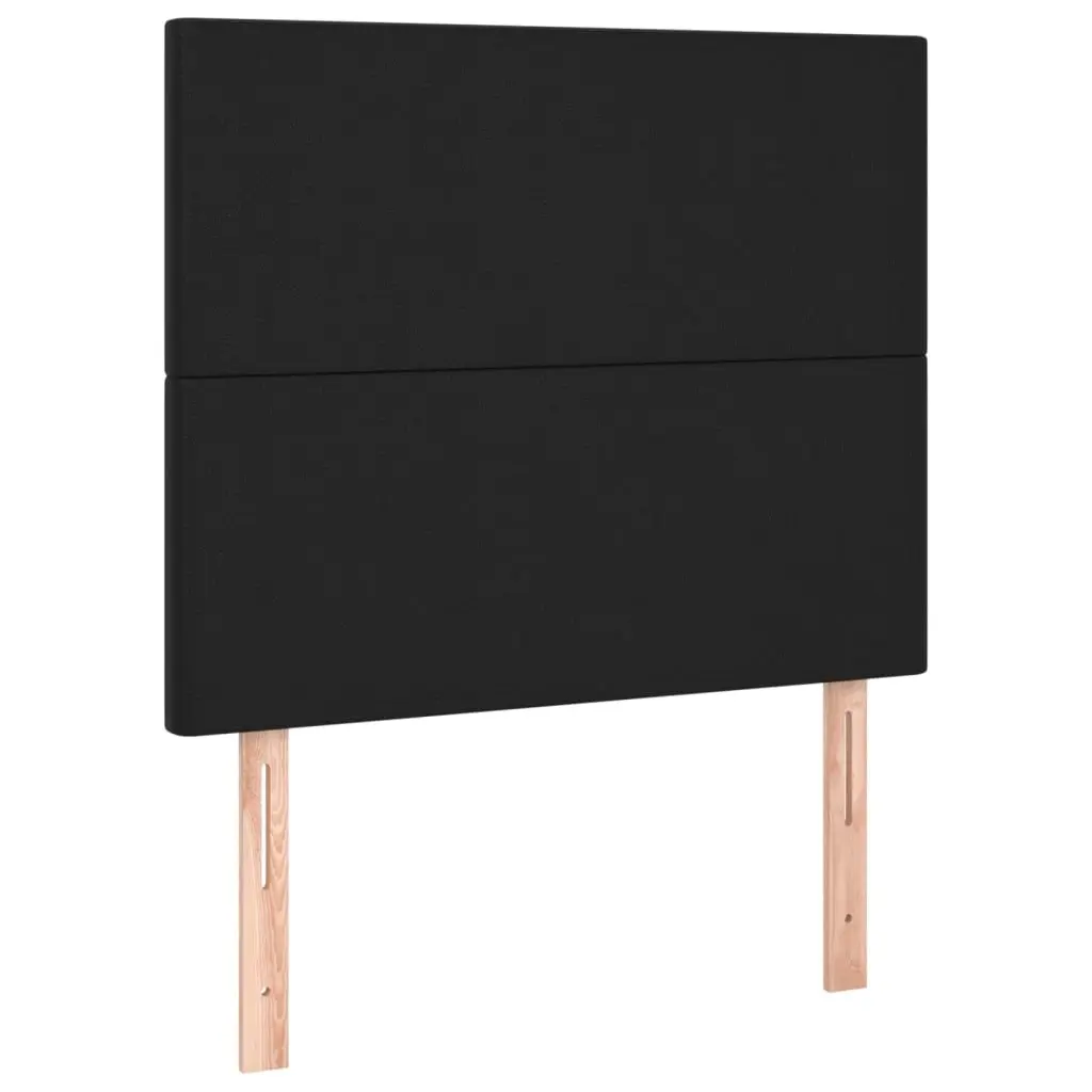 King Single Bed Frame with Headboard 107x203cm Black Velvet Faux Leather No