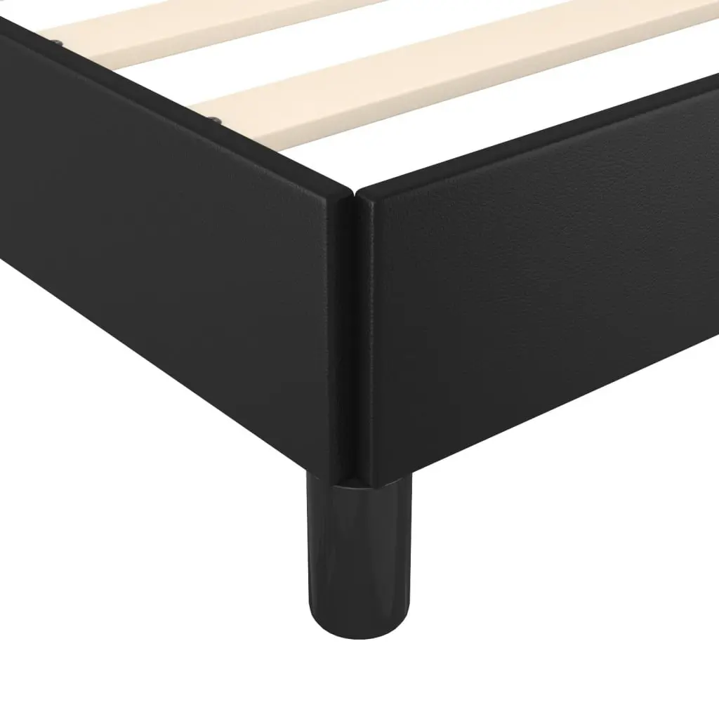 King Single Bed Frame with Headboard 107x203cm Black Velvet Faux Leather No