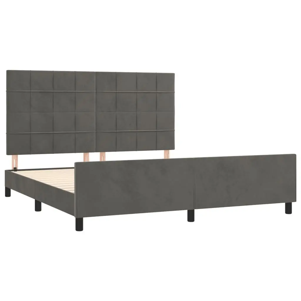 Queen Bed Frame with Adjustable Headboard, Plywood Slats & Sturdy Legs, Dark