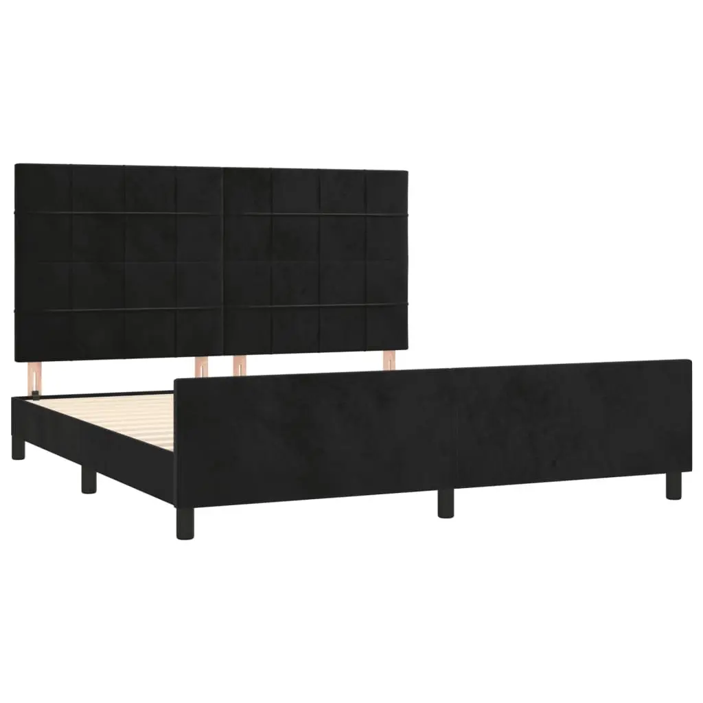 Queen Size Bed Frame 152x203cm with Velvet Headboard