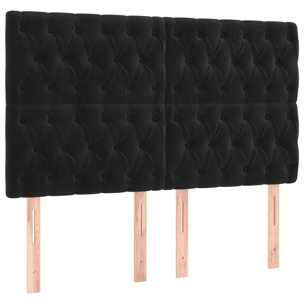 Queen Bed Frame for Bedroom 152x203cm Black Velvet Headboard Adjustable Height
