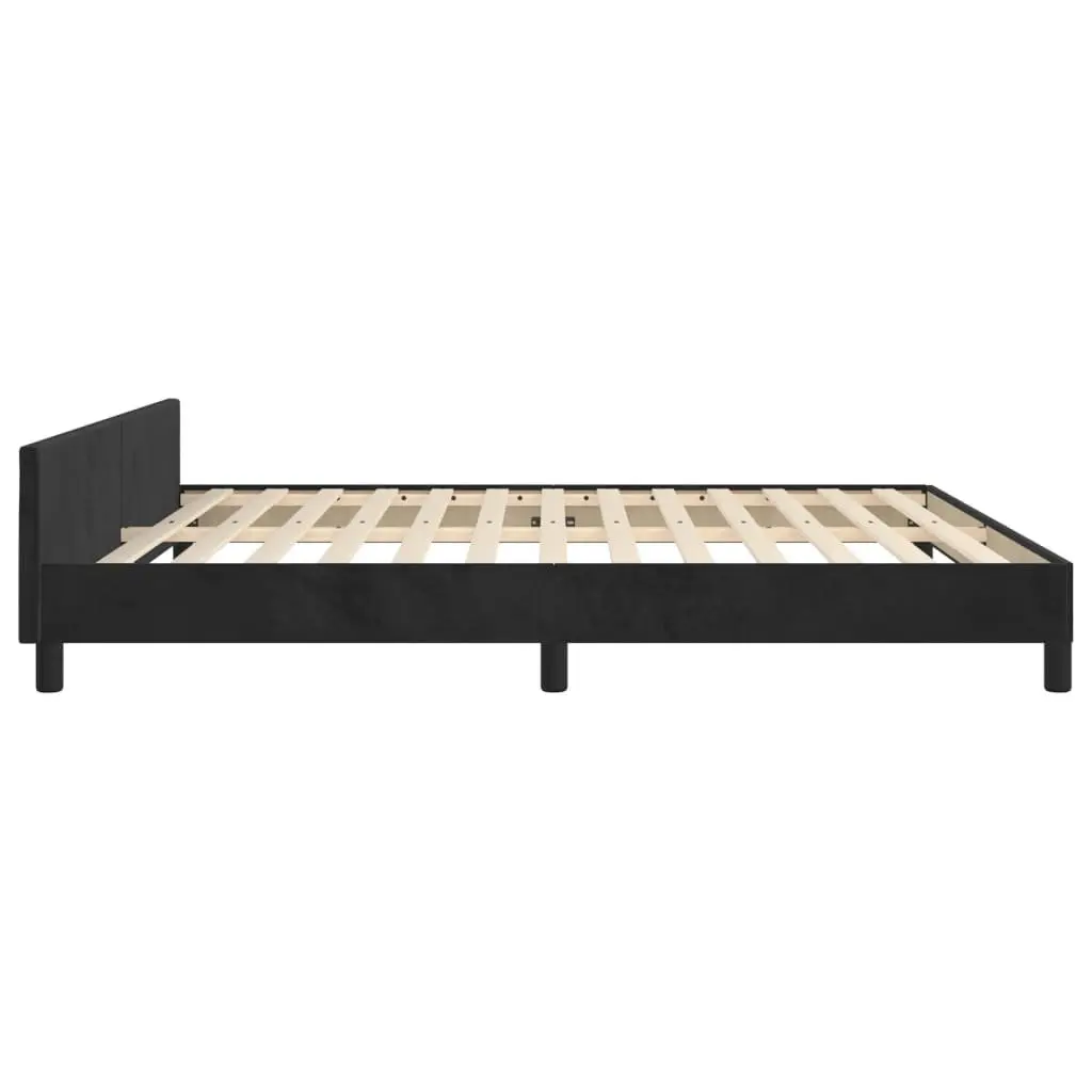Queen Bed Frame for Bedroom 152x203cm Black Velvet Headboard Adjustable Height