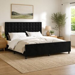 Queen Bed Frame Specifications: 152x203cm, Black Velvet