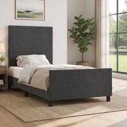 King Single Bed Frame Specs: Grey Velvet 107x203cm