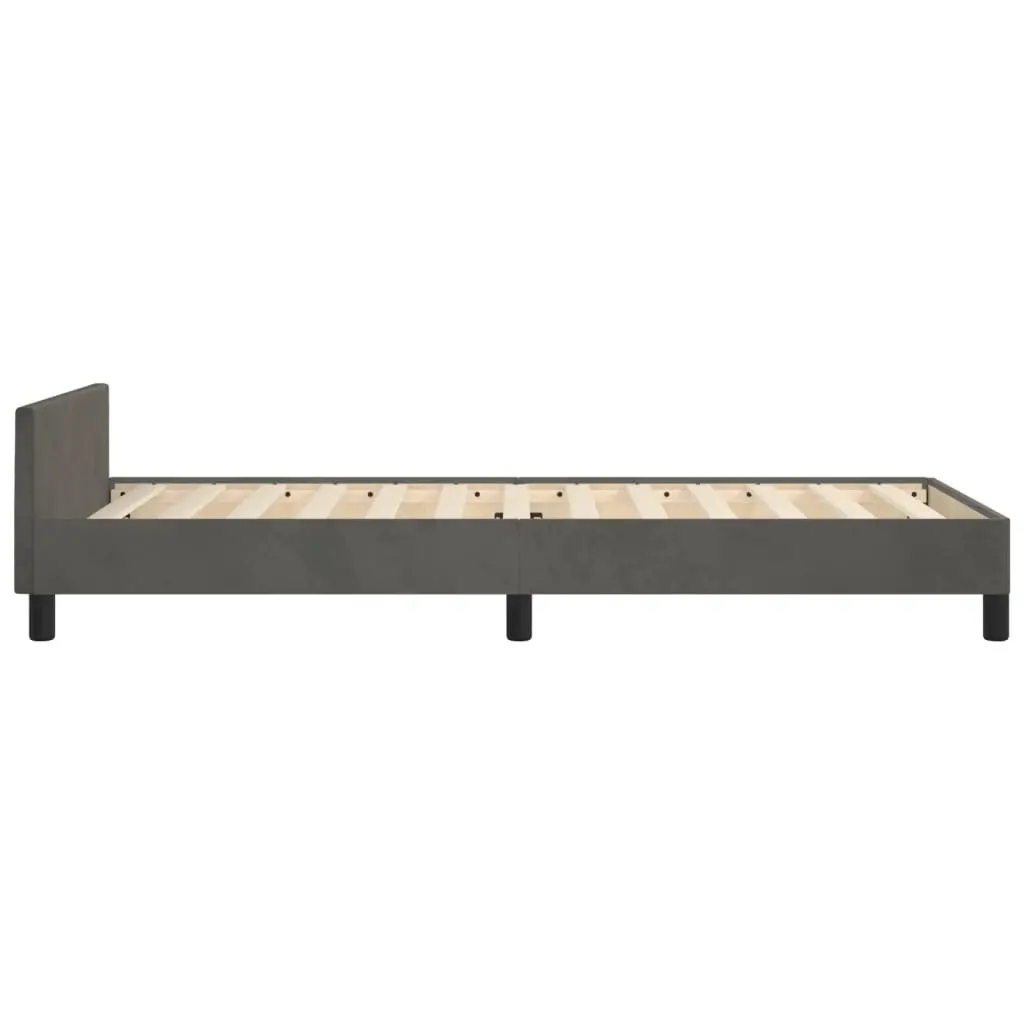 King Single Bed Frame with Headboard Grey Velvet 107x203cm Bedroom Furniture