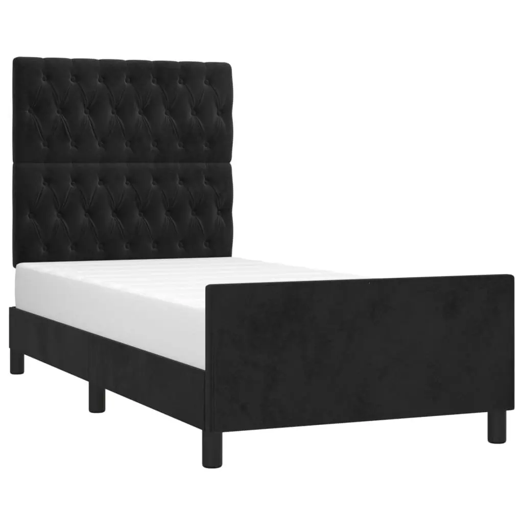 King Single Bed Frame with Velvet Headboard