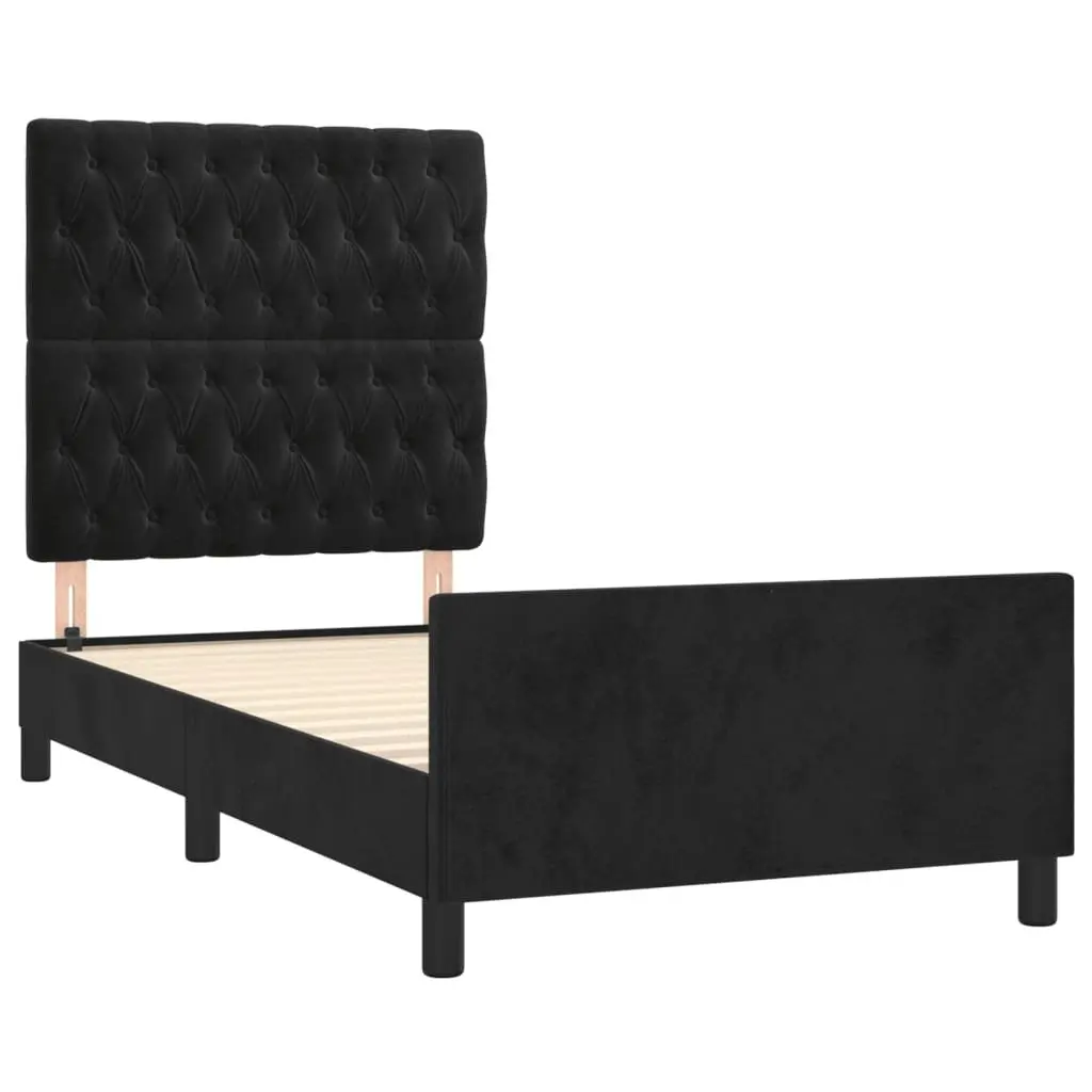King Single Bed Frame with Velvet Headboard