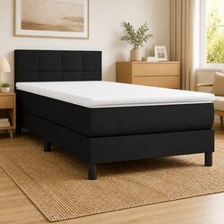 Box Spring Bed with Pocket Mattress King Single 106x203 cm Black Fabric