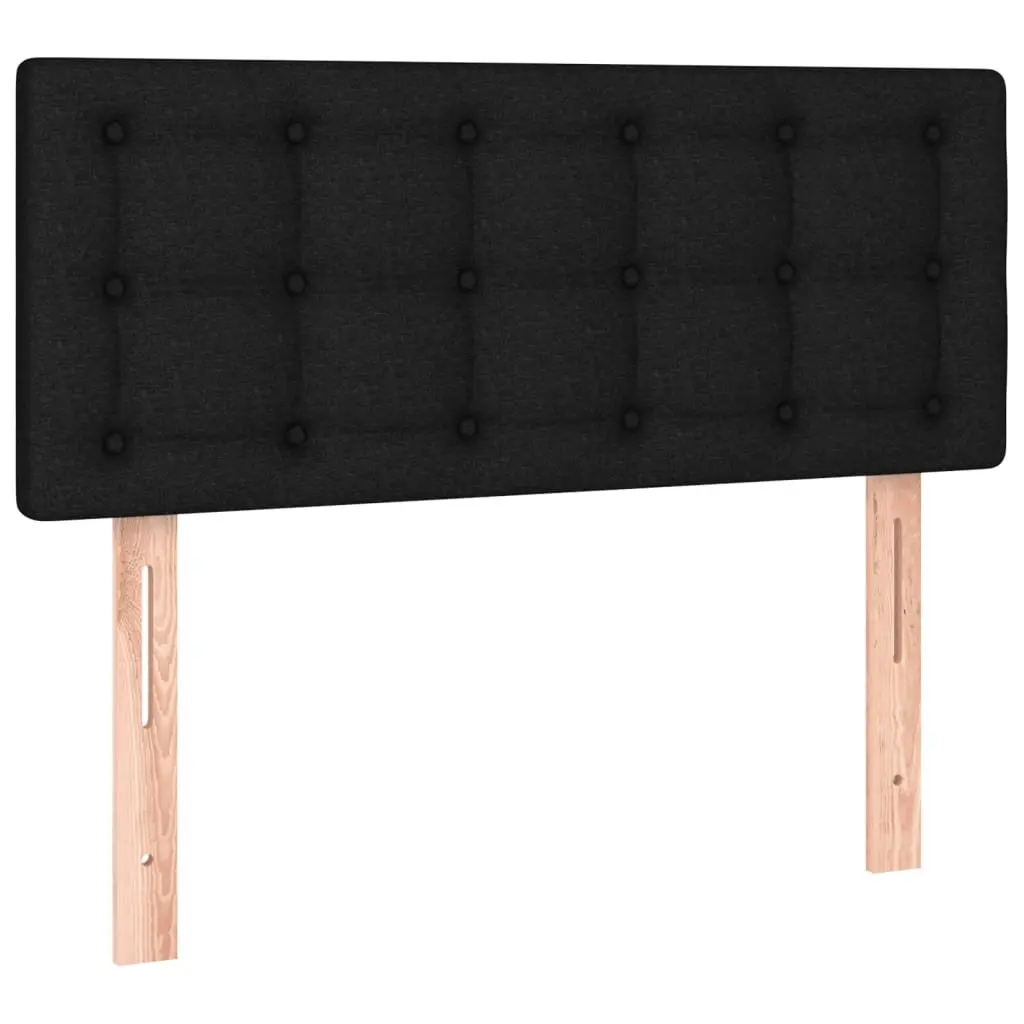 King Single Box Spring Bed with Pocket Spring Mattress Black Fabric Headboard