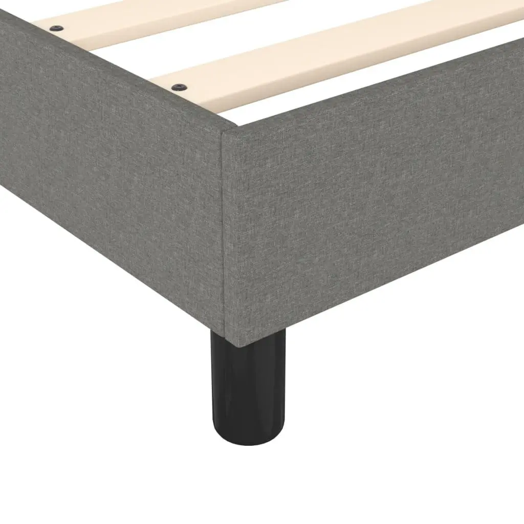 Box Spring Bed with Mattress Queen Size Dark Grey Fabric Bed Frame