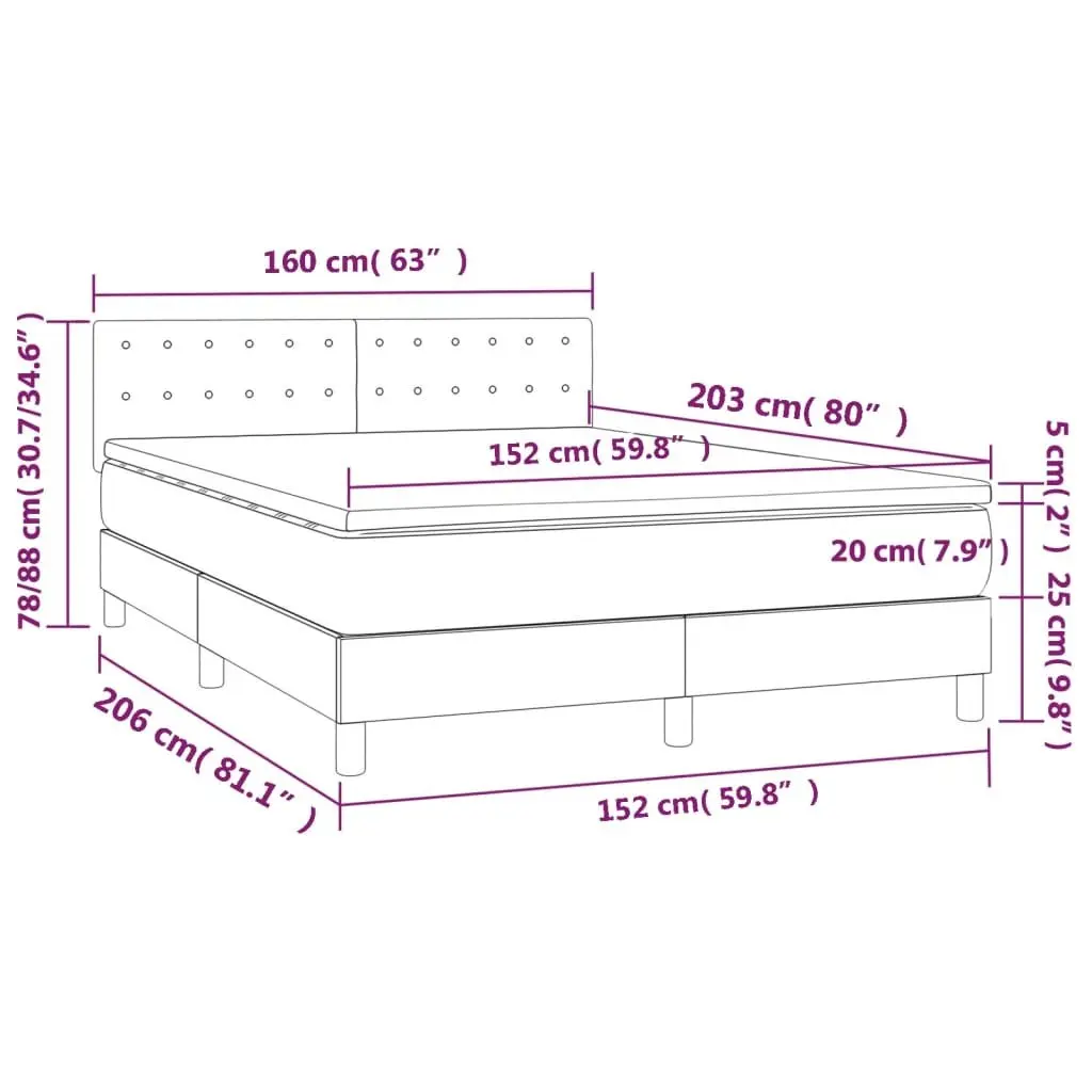 Queen Size Box Spring Bed with Pocket Mattress Adjustable Headboard Grey Fabric