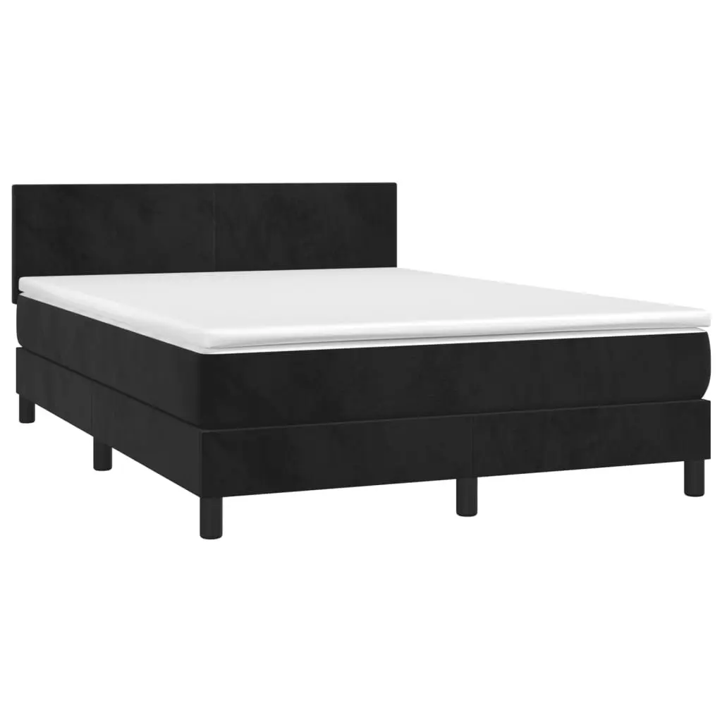 Queen Size Box Spring Bed with Pocket Spring Mattress Black Velvet 153x203 cm