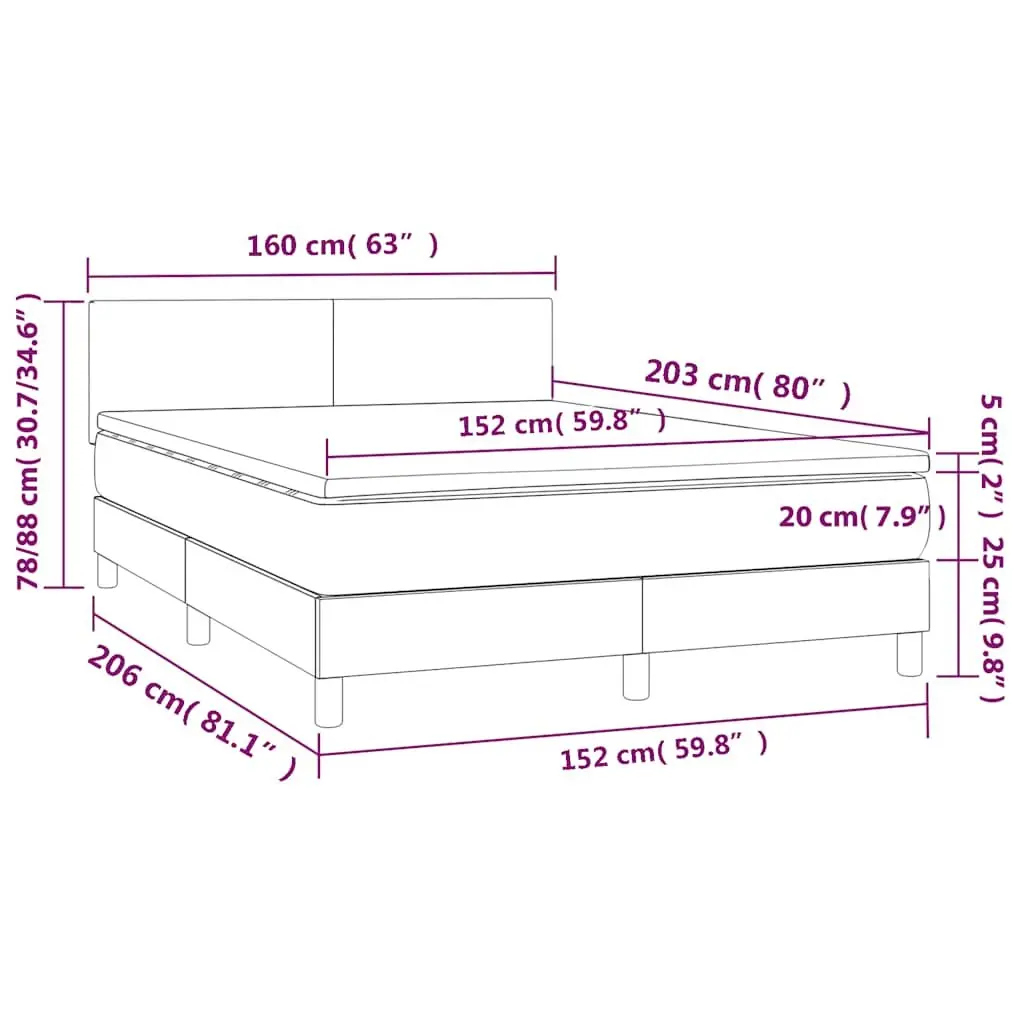 Queen Size Box Spring Bed with Pocket Spring Mattress Black Velvet 153x203 cm
