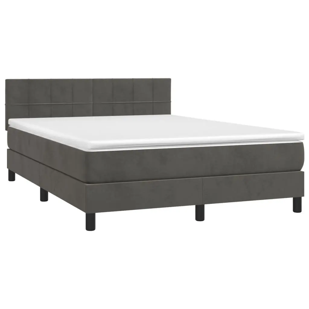 Queen Size Dark Grey Box Spring Bed with Pocket Spring Mattress, 153x203 cm