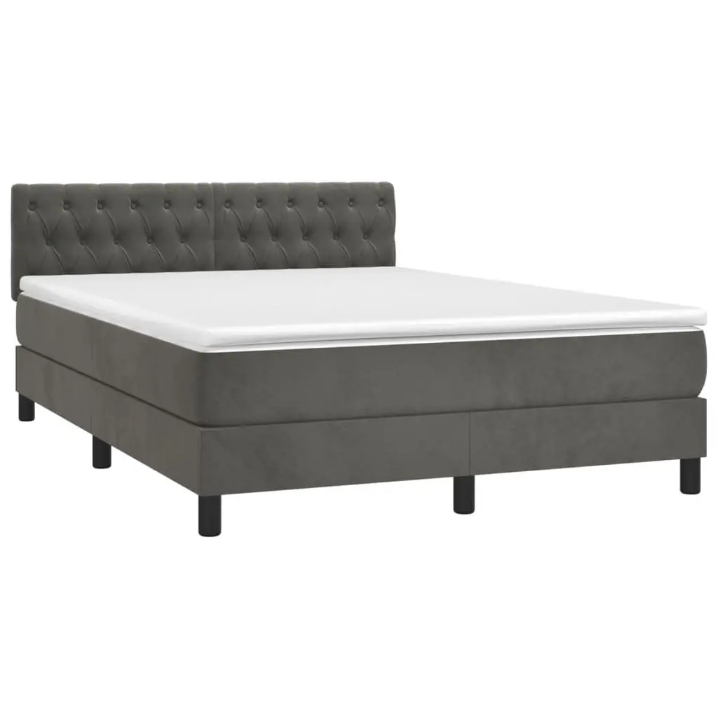 Queen Size Box Spring Bed with Pocket Spring Mattress Adjustable Headboard Grey