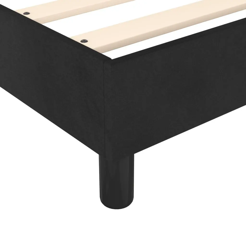 Queen Size Box Spring Bed with Pocket Mattress Black Velvet Adjustable Headboard