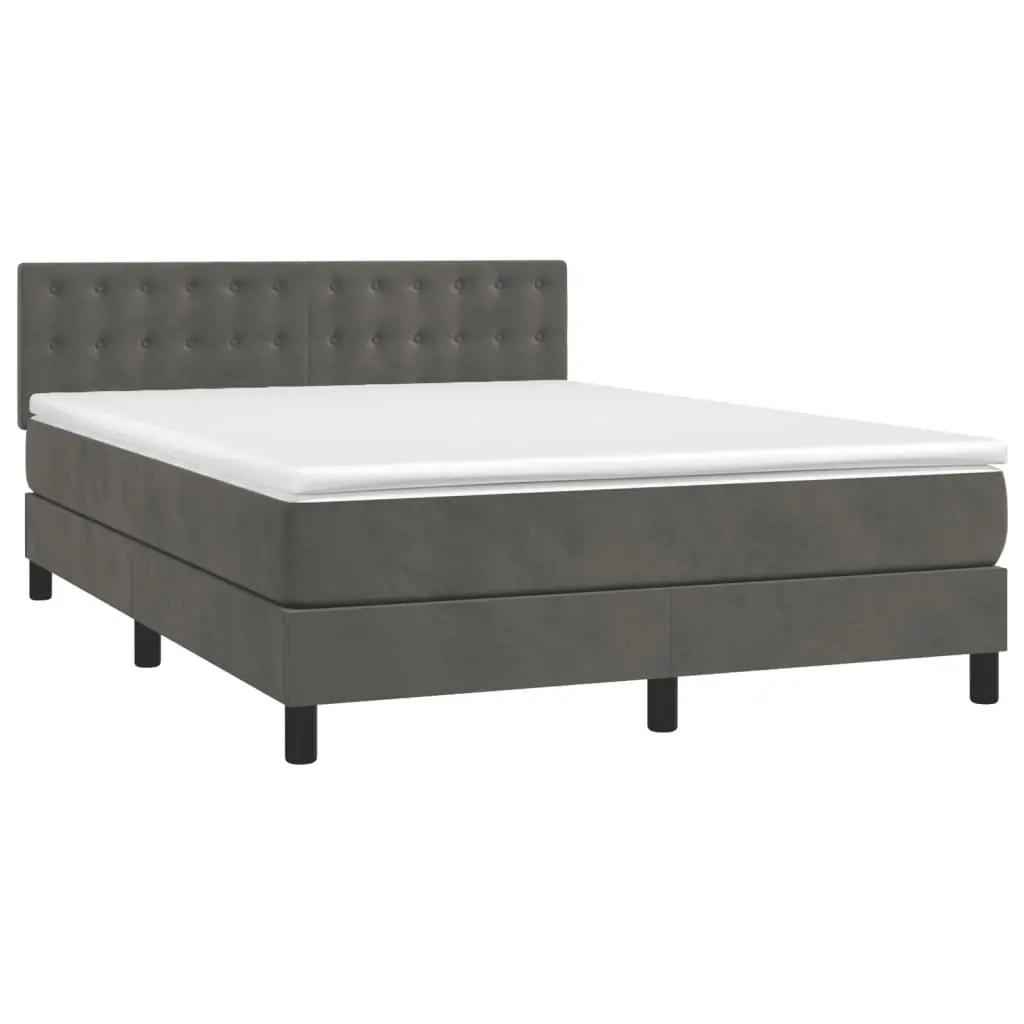 Box Spring Bed Queen Size 153x203cm for Bedroom with Pocket Spring Mattress Grey Velvet