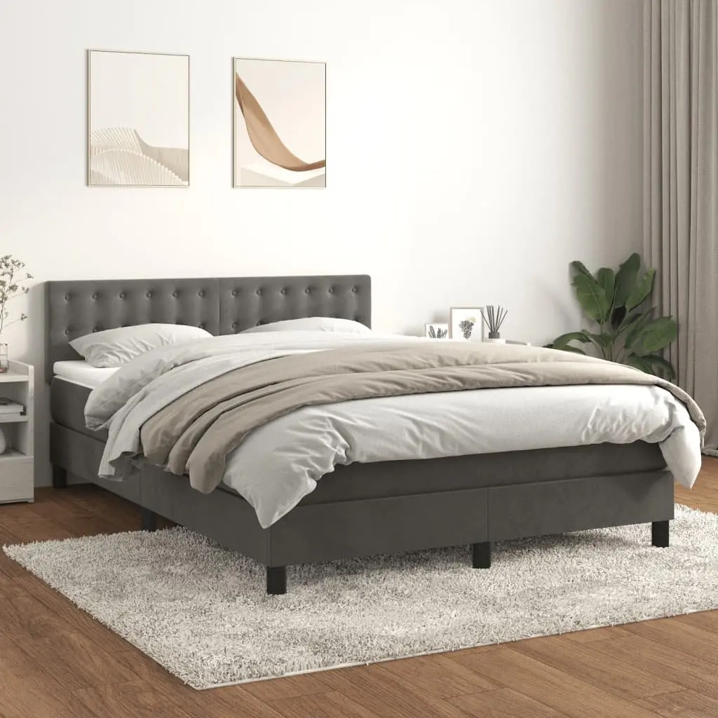 Box Spring Bed Queen Size 153x203cm for Bedroom with Pocket Spring Mattress Grey Velvet
