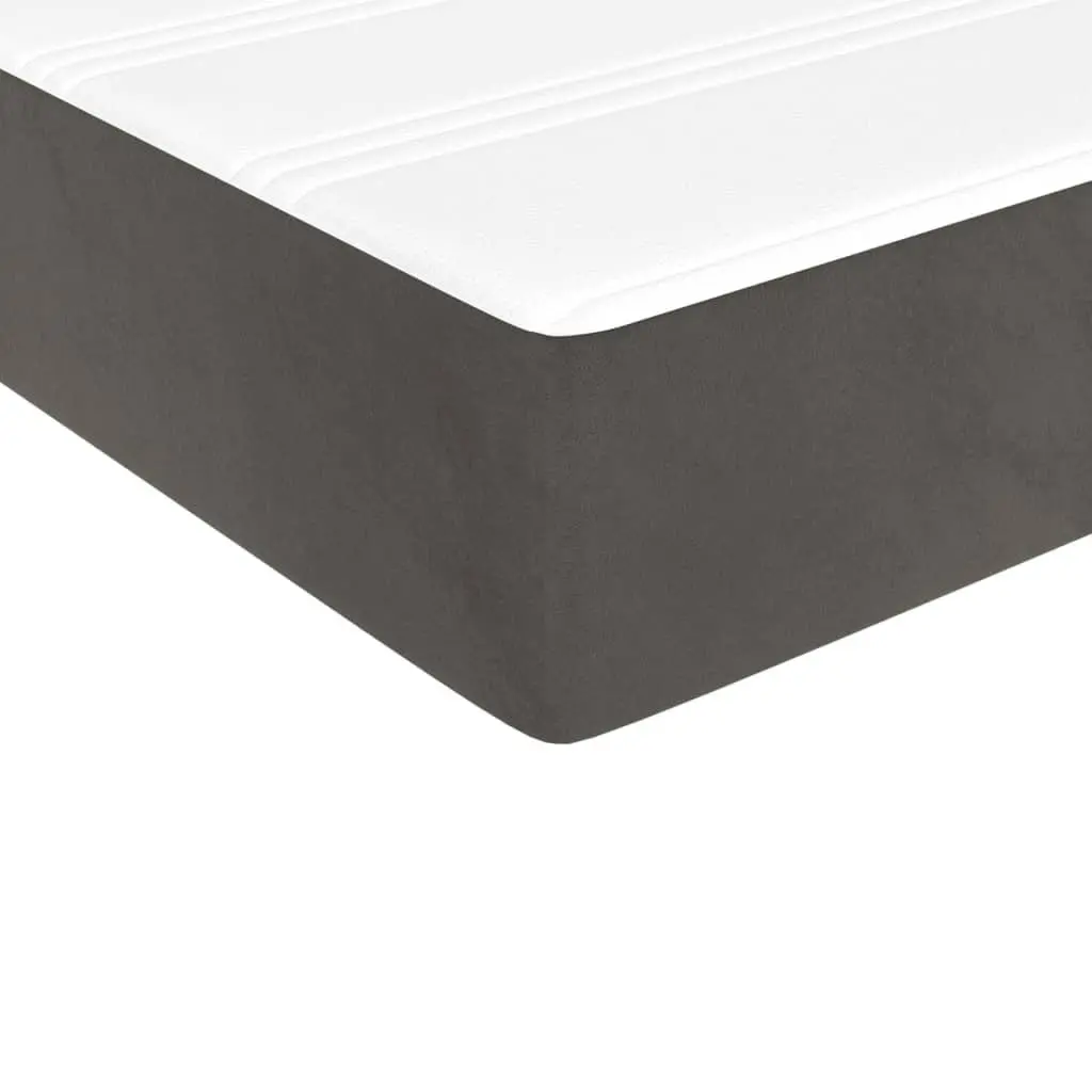Box Spring Bed Queen Size 153x203cm for Bedroom with Pocket Spring Mattress Grey Velvet