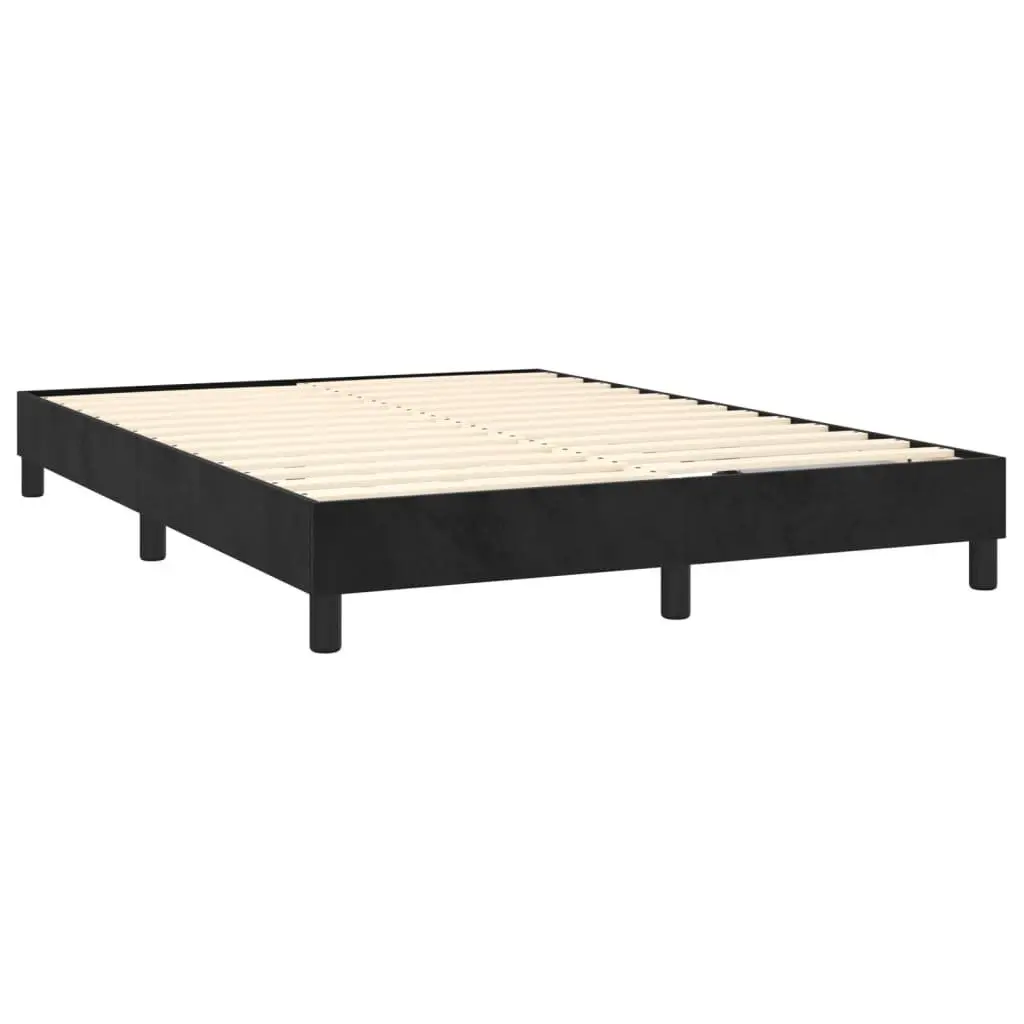 Queen Size Box Spring Bed with Pocket Spring Mattress Black Velvet 153x203cm