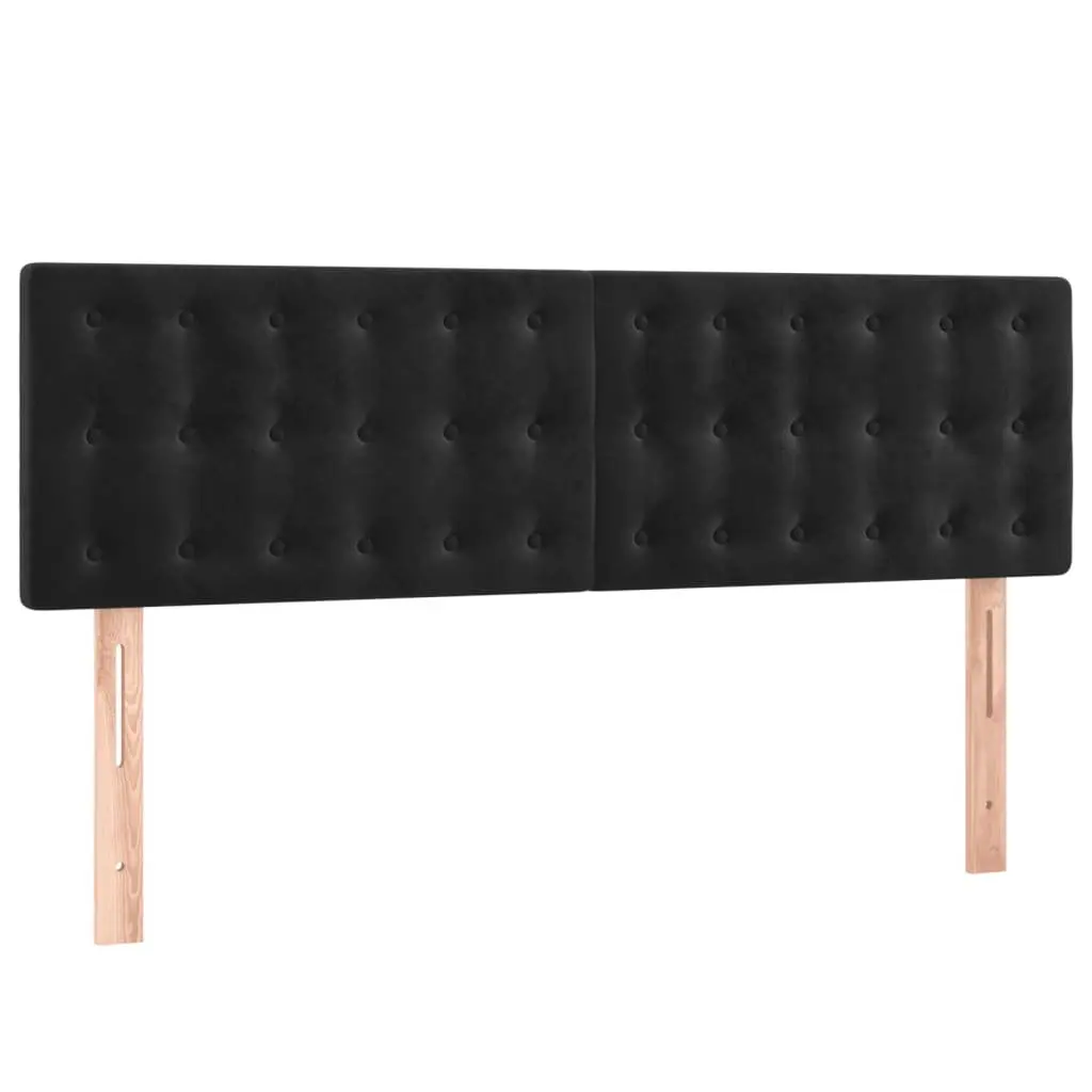 Queen Size Box Spring Bed with Pocket Spring Mattress Black Velvet 153x203cm