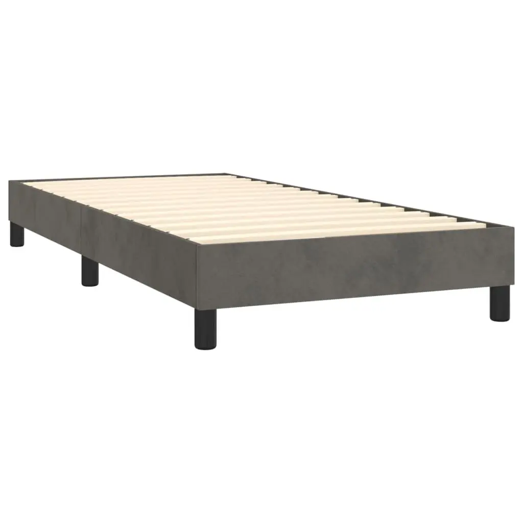 Box Spring Bed with Pocket Spring Mattress King Single Grey Velvet