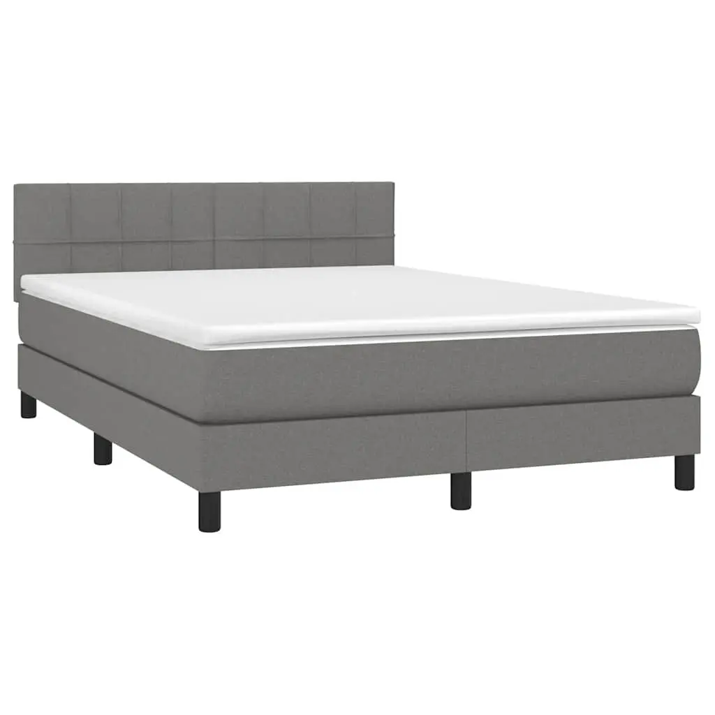 Box Spring Bed with Pocket Spring Mattress for Bedroom Queen Size Grey Fabric