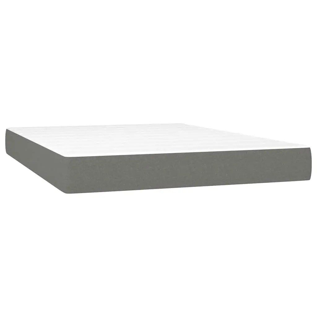 Box Spring Bed with Pocket Spring Mattress for Bedroom Queen Size Grey Fabric