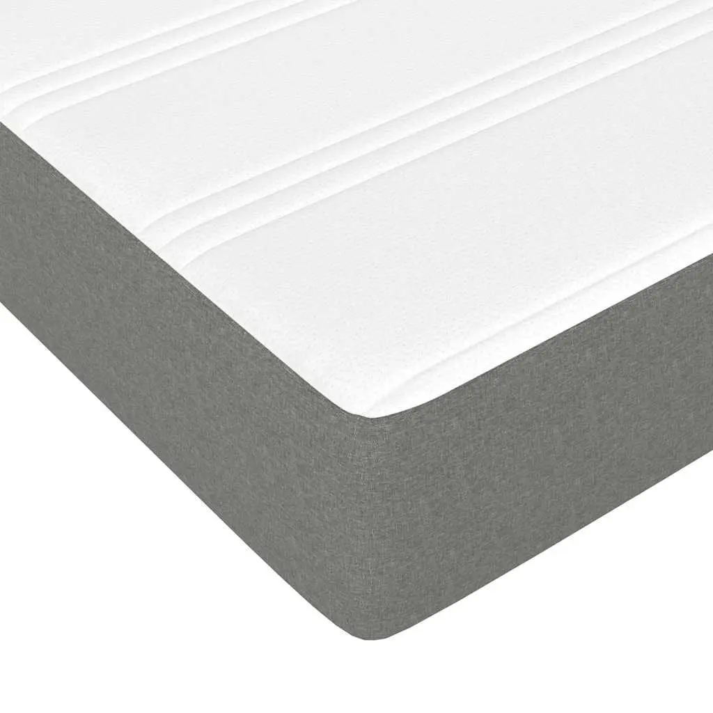 Queen Size Box Spring Bed with Pocket Spring Mattress LED Headboard Grey Fabric