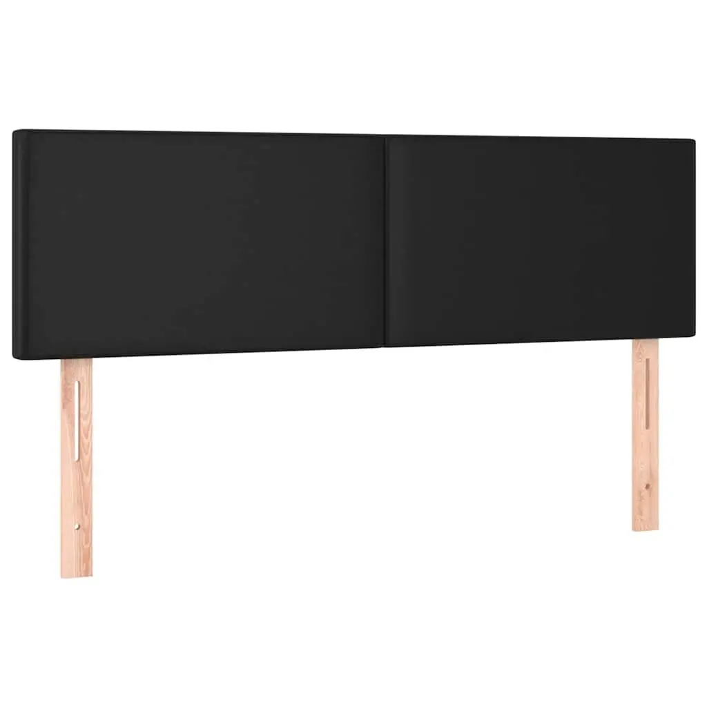 Queen Size Box Spring Bed with Pocket Mattress LED Headboard Black Faux Leather