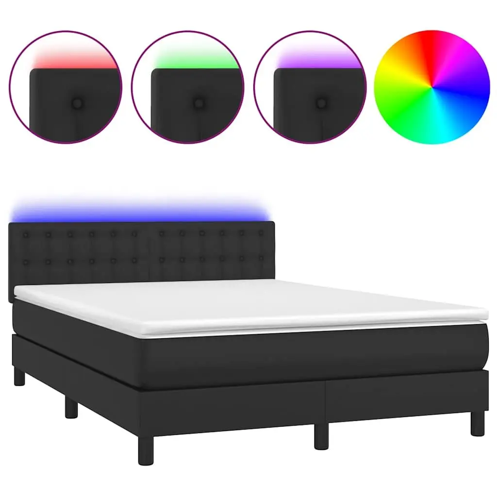 Queen Size Box Spring Bed with Pocket Spring Mattress Adjustable Headboard LED