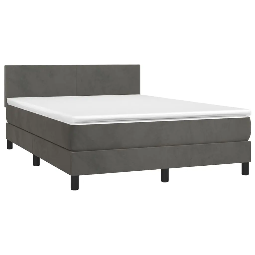 Box Spring Bed with Pocket Spring Mattress and Adjustable LED Headboard for Bedroom Queen Size Dark Grey