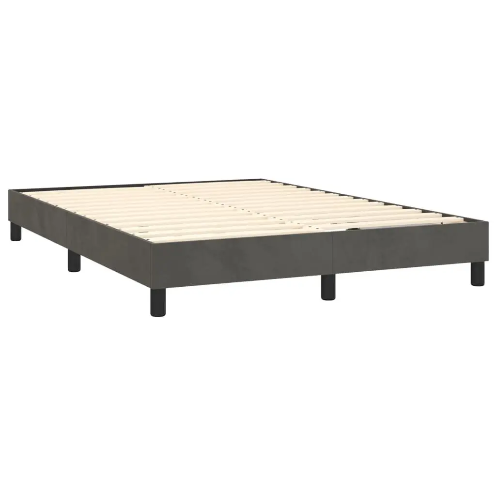 Box Spring Bed with Pocket Spring Mattress and Adjustable LED Headboard for Bedroom Queen Size Dark Grey