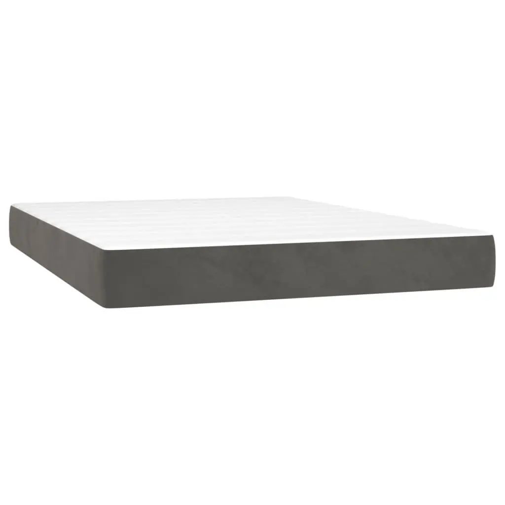 Box Spring Bed with Pocket Spring Mattress and Adjustable LED Headboard for Bedroom Queen Size Dark Grey