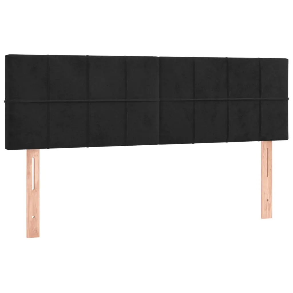 Queen Box Spring Bed with Pocket Spring Mattress and LED Headboard Black Velvet 152 x 203 cm