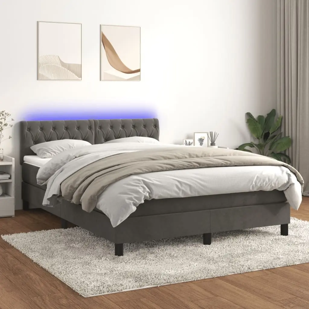 Box Spring Bed with Pocket Spring Mattress for Bedroom Queen Size Dark Grey