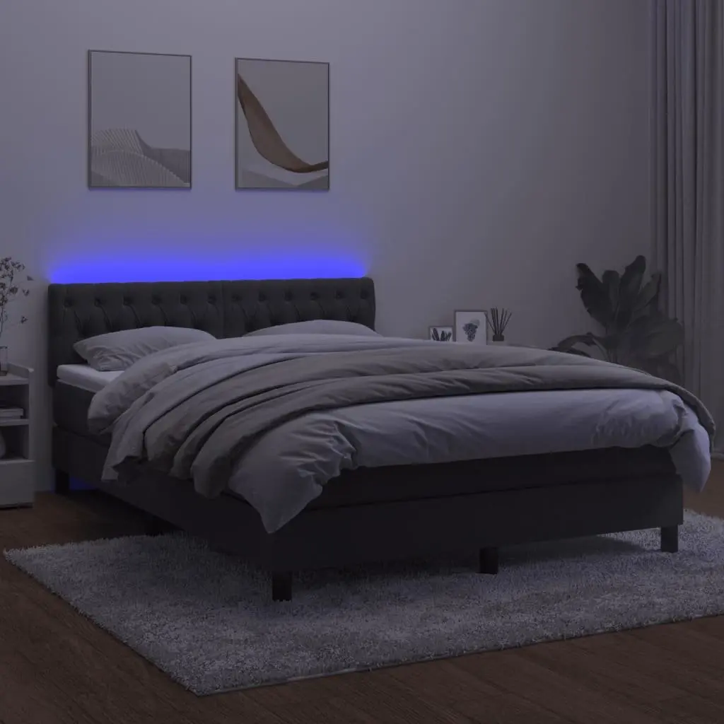 Box Spring Bed with Pocket Spring Mattress for Bedroom Queen Size Dark Grey