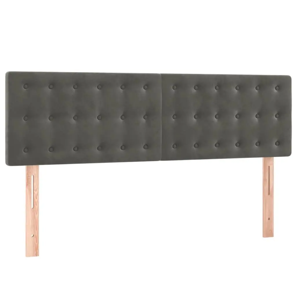 Queen Size Box Spring Bed with Pocket Spring Mattress LED Headboard Grey Velvet