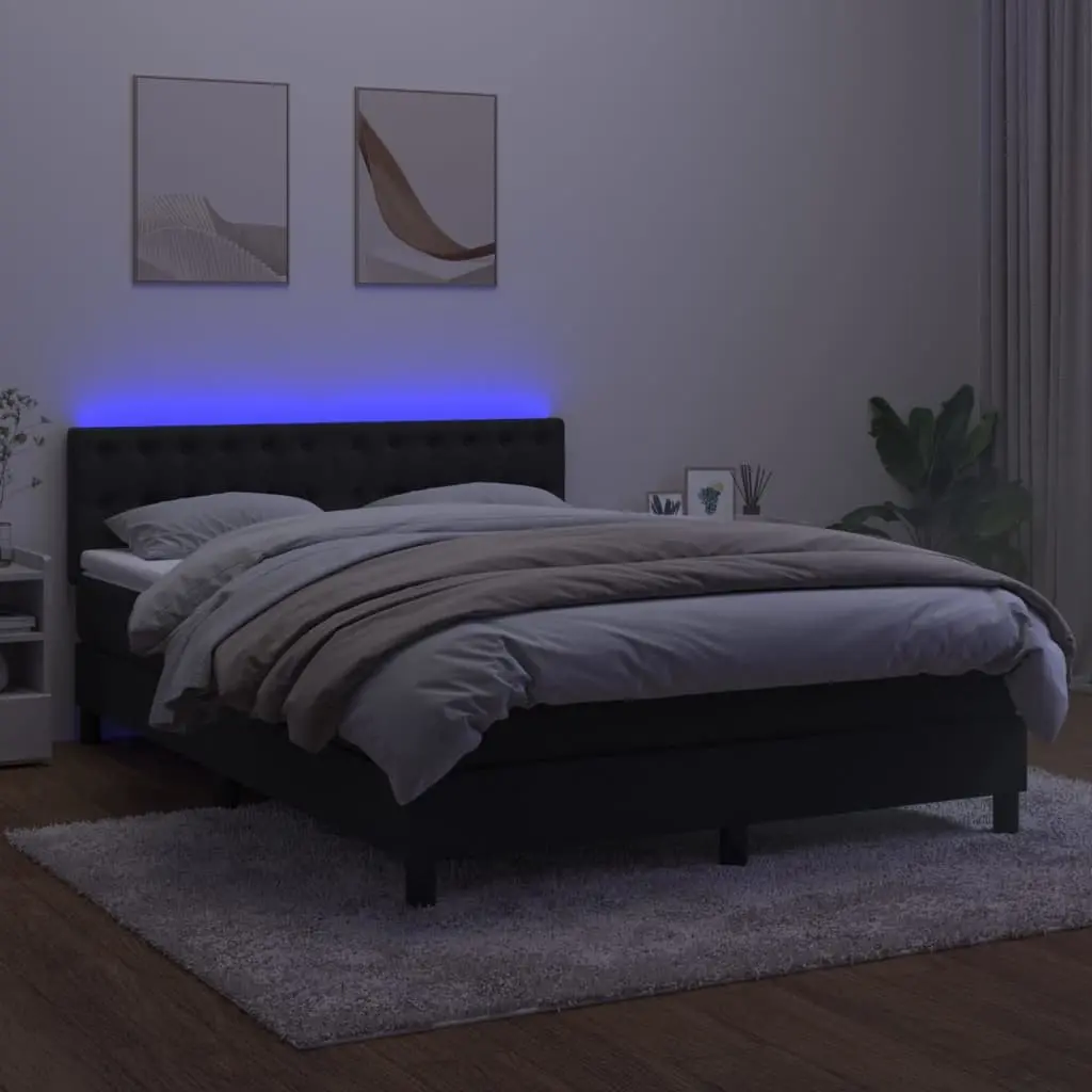Box Spring Bed with Pocket Mattress for Bedroom Black Velvet 152x203cm