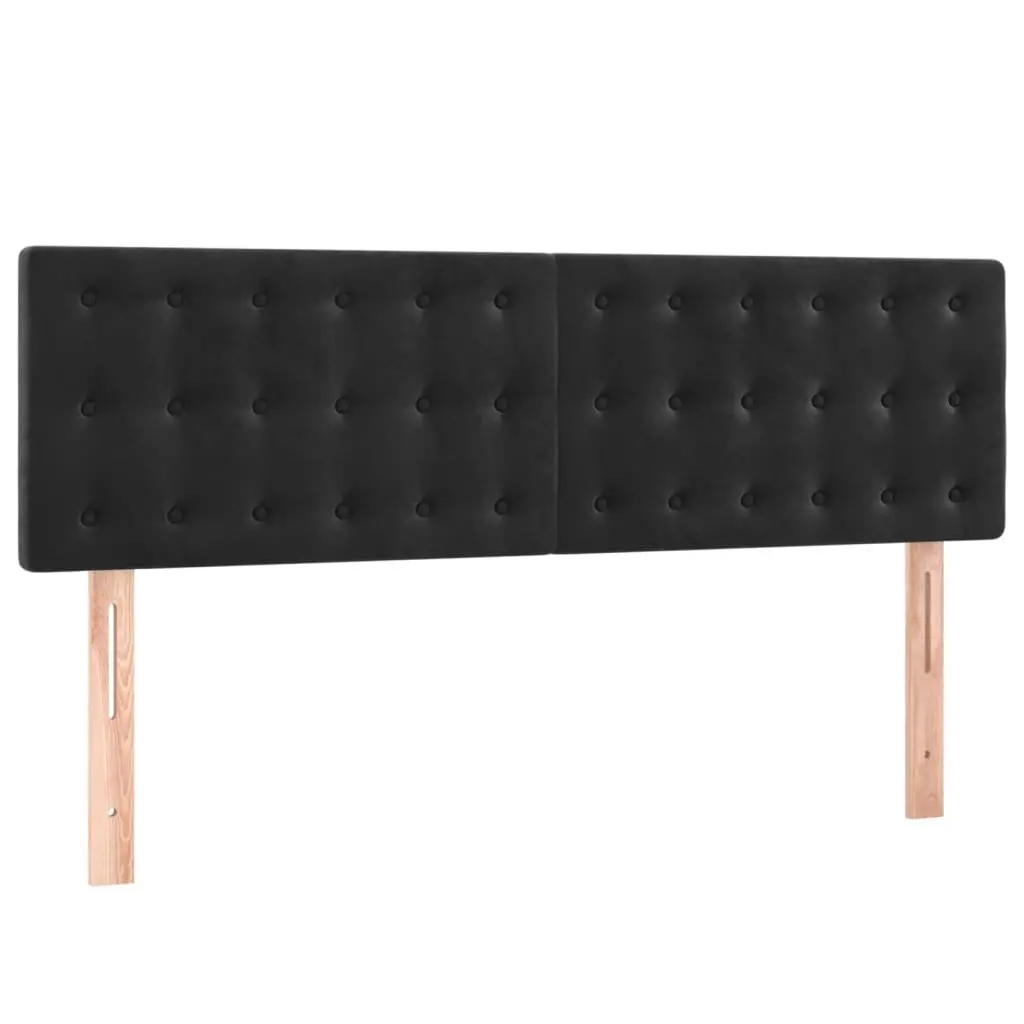 Box Spring Bed with Pocket Mattress for Bedroom Black Velvet 152x203cm