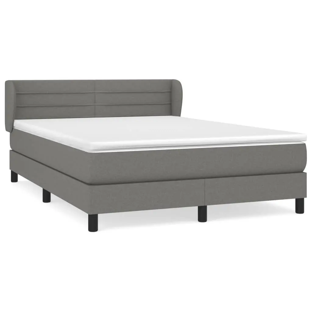 Queen Size Box Spring Bed with Pocket Spring Mattress Grey Fabric Headboard