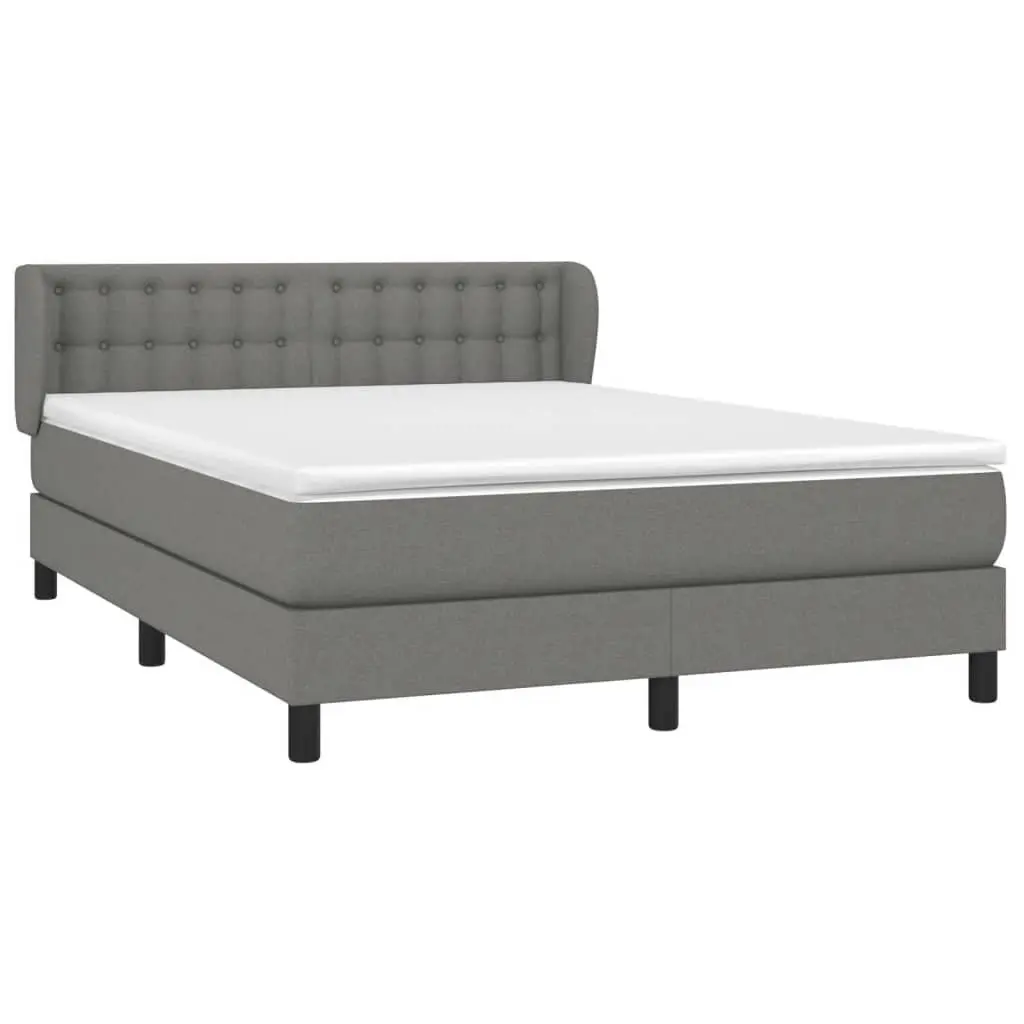 Pocket Spring Mattress Queen Size Bed Frame with Grey Fabric Adjustable Headboard for Bedroom