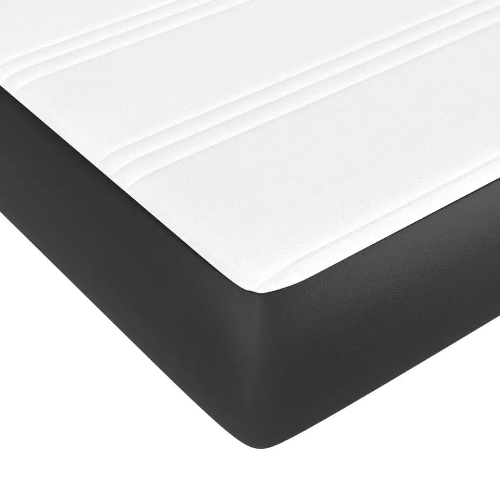 Queen Size Box Spring Bed with Pocket Spring Mattress Black Faux Leather