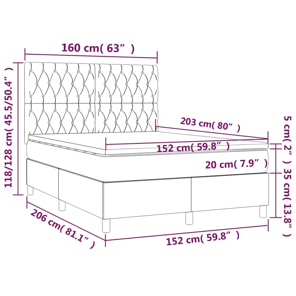 Queen Size Box Spring Bed with Pocket Spring Mattress Black Velvet Headboard