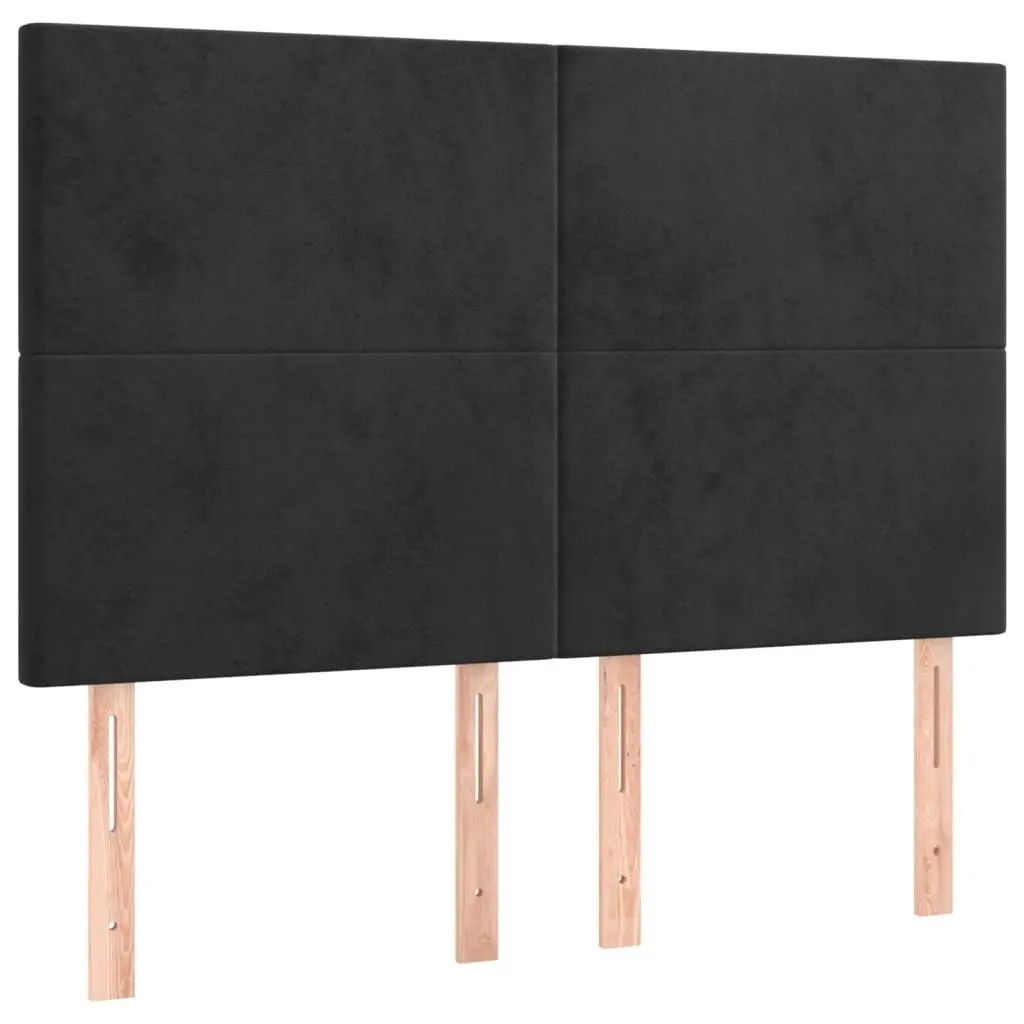 Queen Size Box Spring Bed with Pocket Spring Mattress LED Headboard Black Velvet