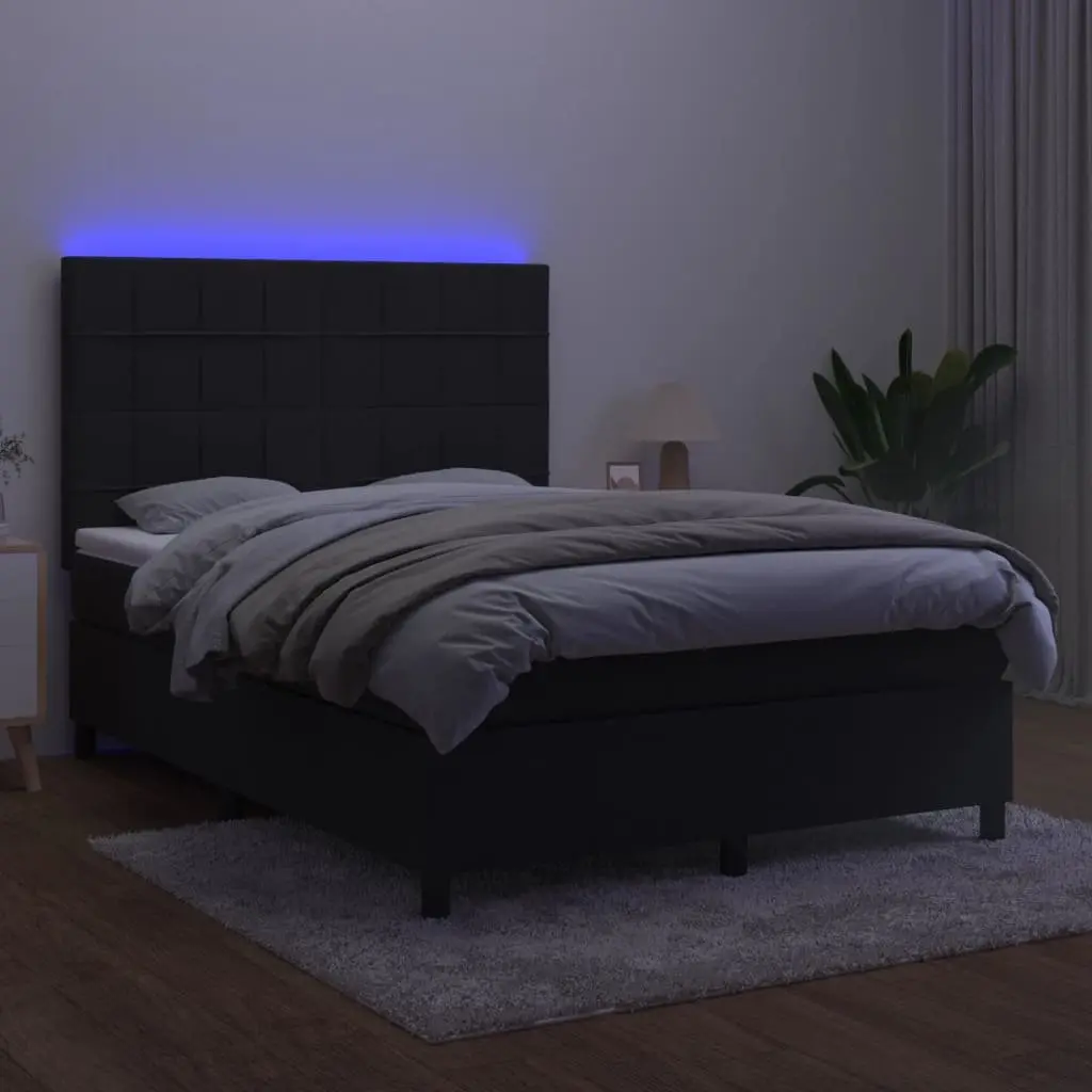 Queen Box Spring Bed with Pocket Spring Mattress, Black Velvet