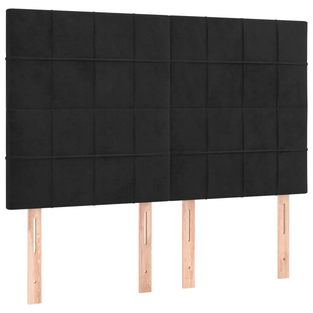Queen Box Spring Bed with Pocket Spring Mattress, Black Velvet