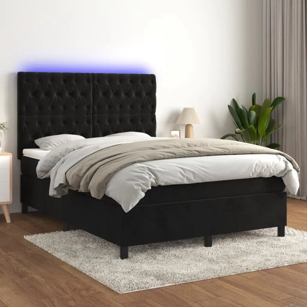 Queen Size Box Spring Bed with Pocket Spring Mattress and Adjustable Velvet Headboard