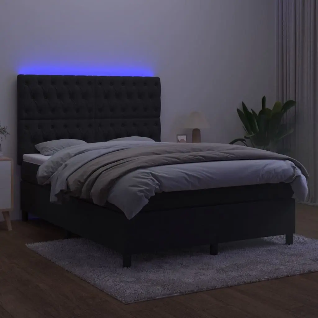 Queen Size Box Spring Bed with Pocket Spring Mattress and Adjustable Velvet Headboard