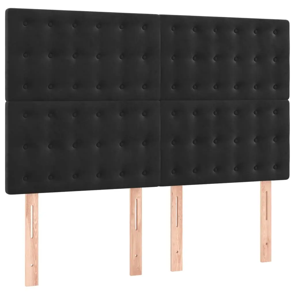 Queen Size Box Spring Bed with Pocket Spring Mattress and LED Headboard Black Velvet